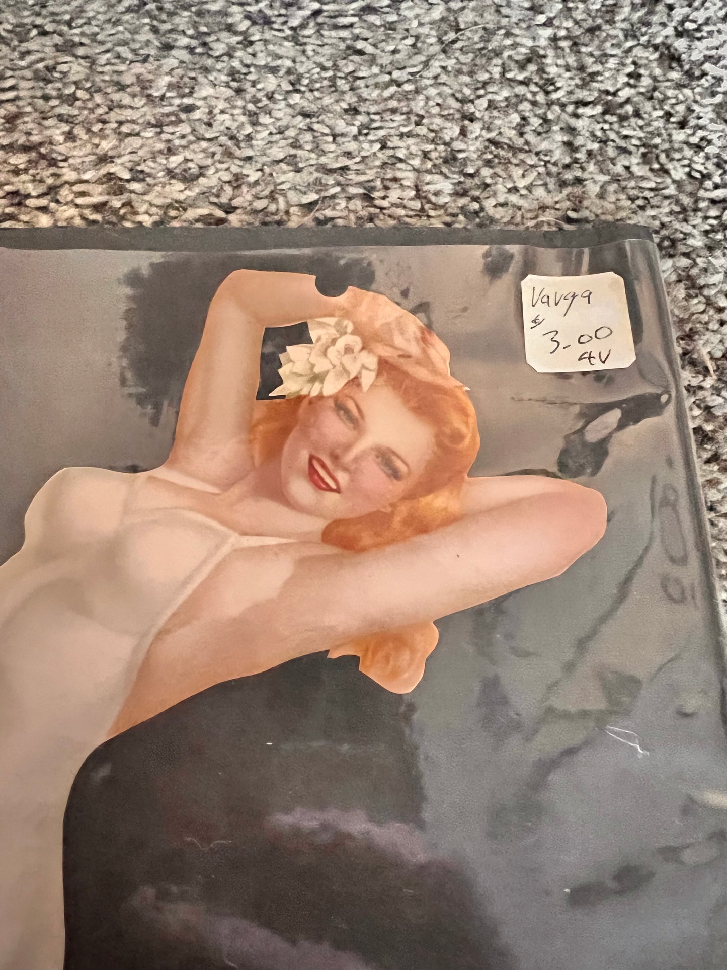 Pin-Up Girl Cutout Alberto Vargas Calendar August 1944 Redhead Swim Varga