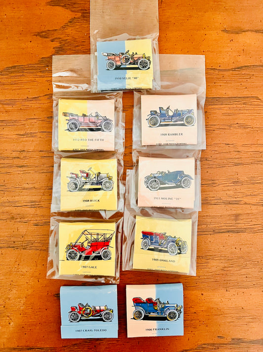 9 Different Old Car Matchbooks 1977