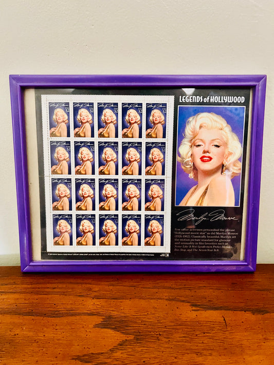 Marilyn Monroe Framed Stamp Sheet 10.25 x 8.25 USPS Legends of Hollywood 1995